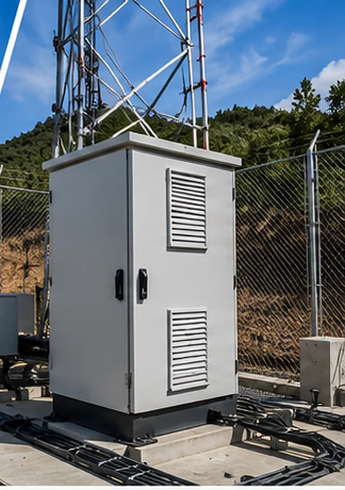 Gabinete outdoor sobre base de concreto